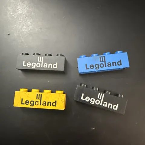 Lot 1970s LEGO Blue Bricks 1x4 Embossed  Legoland Logo Blue Black Yellow