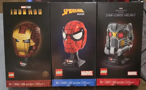 LEGO Marvel Iron Man 76165 Spiderman 76285 Starlord 76251 - 3 Helmet Lot - NIB 