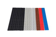 10x LEGO Part 4282 2 X 16 Mixed Color Plate - Black, Gray, Brown, Red, Blue Lot