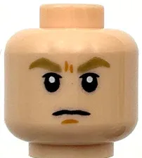 Lego New Light Nougat Minifigure Head Dual Sided Dark Tan Eyebrows Nougat Angry