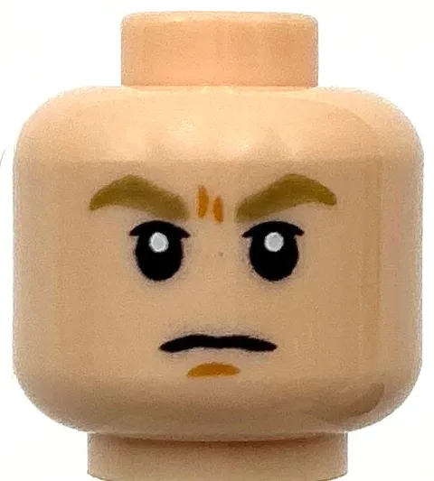 Lego New Light Nougat Minifigure Head Dual Sided Dark Tan Eyebrows Nougat Angry