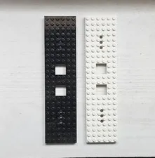 2x LEGO Train Base 6 x 24 with 3 Round Holes Each End 6584a Black & White