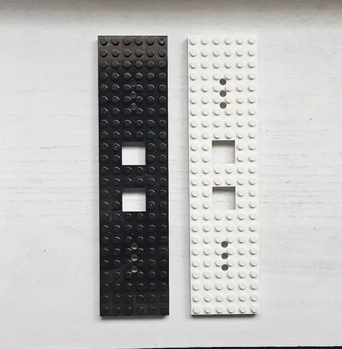 2x LEGO Train Base 6 x 24 with 3 Round Holes Each End 6584a Black & White