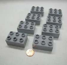Lego Duplo Block LIGHT GRAY GREY 2x3 BRICK 8 Block Lot Castle Knights Fortress