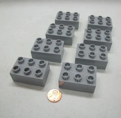 Lego Duplo Block LIGHT GRAY GREY 2x3 BRICK 8 Block Lot Castle Knights Fortress