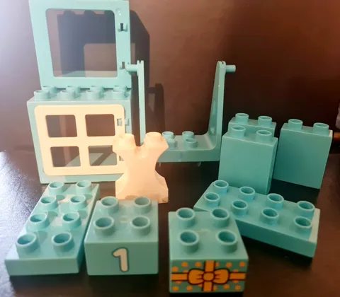 DUPLO LEGO Light Blue Swing + Blocks + Window with Door Bulk Lot