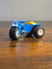 LEGO Minifigure ATV Blue 3 Wheeler Bike Vintage Retired White Wheels Motorcycle