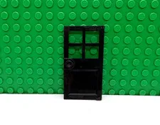 Lego 1 Black 1x4x6 with 4 panes single door NEW