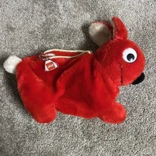 1984 LEGO DUPLO Red Bunny Rabbit Plush Storage Bag with Logo Keychain-Vintage
