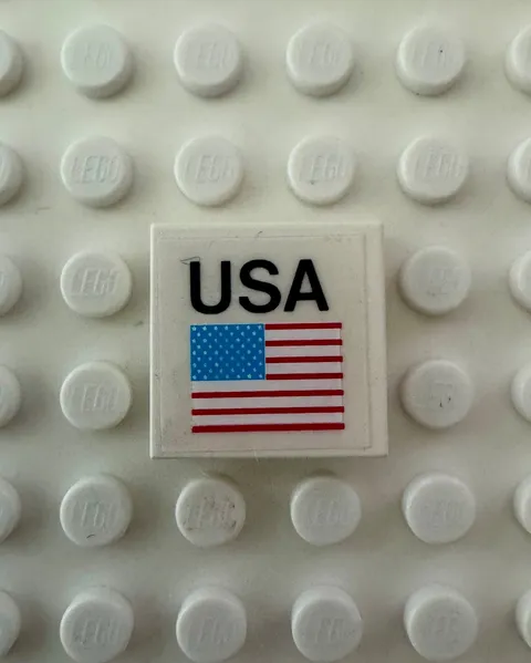 LEGO Tile 2 x 2 with 'USA' and United States of America Flag 3068pb0064