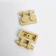 LEGO Parts 2540 - Plate, Modified 1 x 2 w Handle on Side Tan, QTY 2