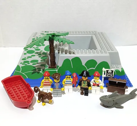 LEGO Pirates Rock Island Refuge Parts Lot Minifigures Baseplate Monkey Shark