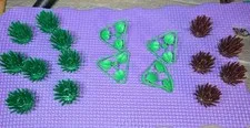 Lego Plant Lot GREEN Leaves 6255 8 Green, 5 Brown Prickle Bush Shrub 