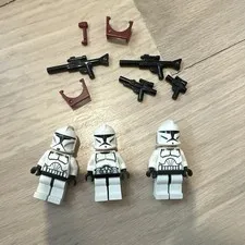 LEGO Star Wars WHITE Clone Trooper Lot of 3 Minifigures w Weapons +Accessories