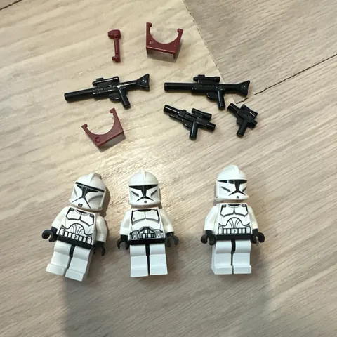 LEGO Star Wars WHITE Clone Trooper Lot of 3 Minifigures w Weapons +Accessories