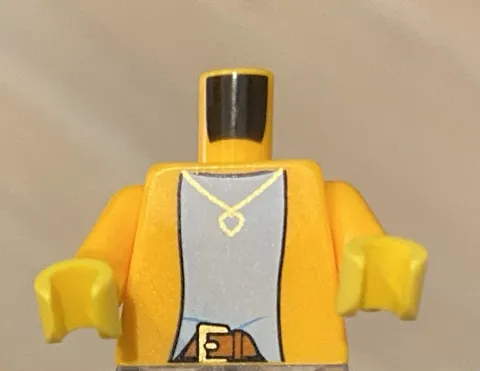 LEGO Girl Female Minifig Torso With Gold Heart Necklace, Belt Buckle