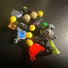 LEGO Minifigure Parts Lot - Torsos, Heads, Helmets & Accessories, Multicolor