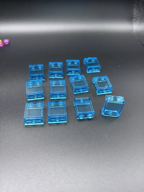 Lot of 12 LEGO Transparent Blue Small Window 1 x 2 Flat Front