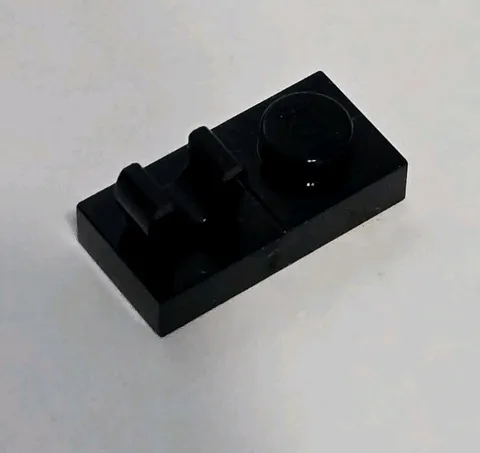 LEGO Parts - Black Plate, Modified 1 x 2 Open O Clip on Top - No 44861