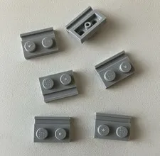 Lego 6x NEW Plate 1x2 Modified w/ Door Rail/Slide LIGHT BLUISH GREY #32028