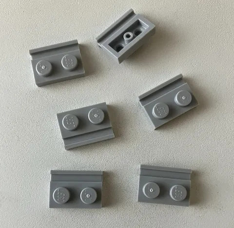Lego 6x NEW Plate 1x2 Modified w/ Door Rail/Slide LIGHT BLUISH GREY #32028