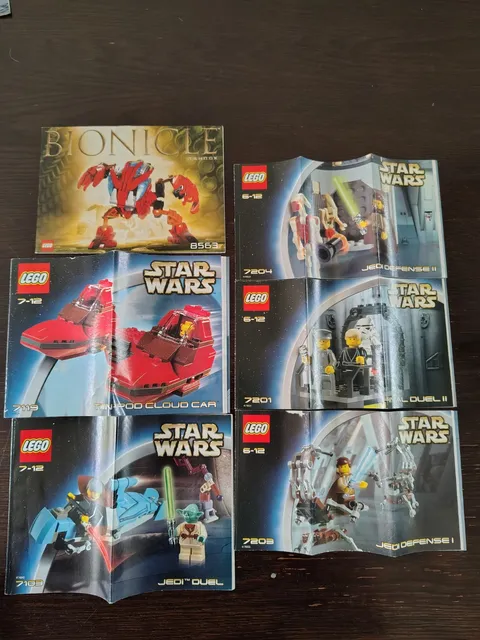 Vintage Lego Star Wars Manual Lot Of 5 7201 7103 7119 7204 7203 & Bionicle 8563