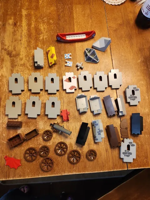 LEGO Mixed Vintage Castle, Pirate Lot  Wall Panels Cannon Wheels Etc 