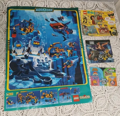 Vintage 1990s Toy Guide Insert Lot Mega bloks Kenner LEGO AQUAZONE Poster 16"×21