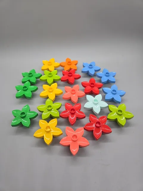 Lego Duplo Flower Plant Leaves Lot Of 20 Green Pink Blue Red Yellow