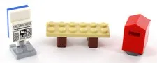 LEGO City Mailbox, Magazine Rack, Bank, Park Bench, NEW