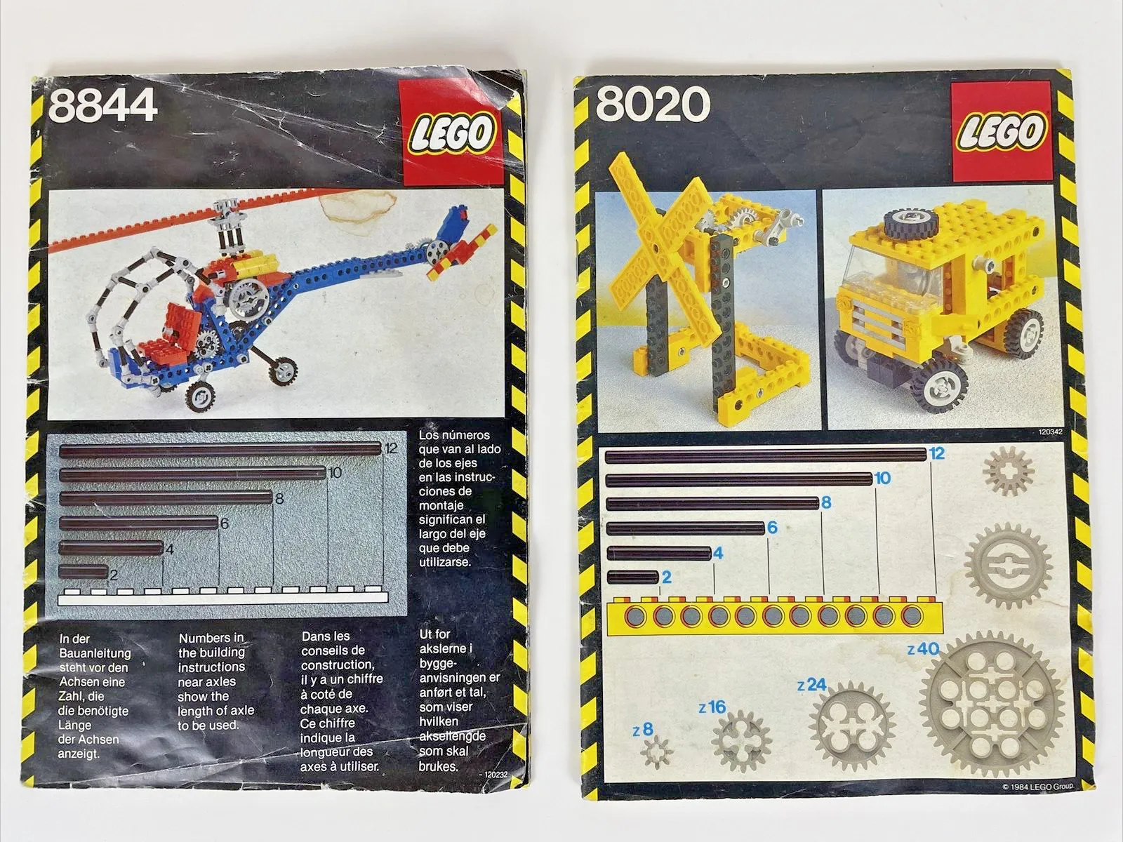 LOT 2 Vintage 1980s LEGO Instruction Manuals 8844 8020 Technic Gears Rare (A1)
