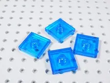 LEGO Lot of 4 Trans Blue 2x2 Smooth Plates w/ Stud in Center BA