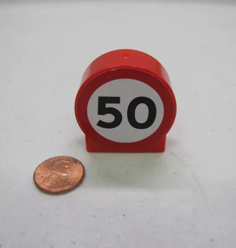 Lego Duplo 50 SPEED LIMIT SIGN Specialty Sticker Brick Block Road Town Round