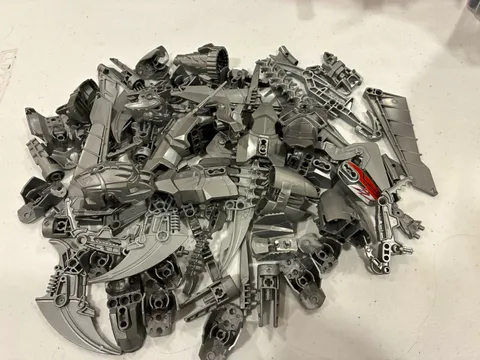 LEGO Gray BIONICLE Parts Lot Panels & Technic-Style Mixed Plastic Pieces