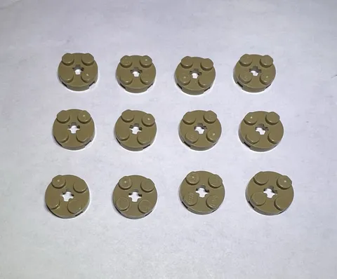 Lego Lot Of 12 Sand Yellow 2x2 Round Plate Plates New City Part