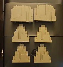 LEGO Gray Brick-Built Stepped Wall/Panel Sections Bulk Lot, 6 Pieces