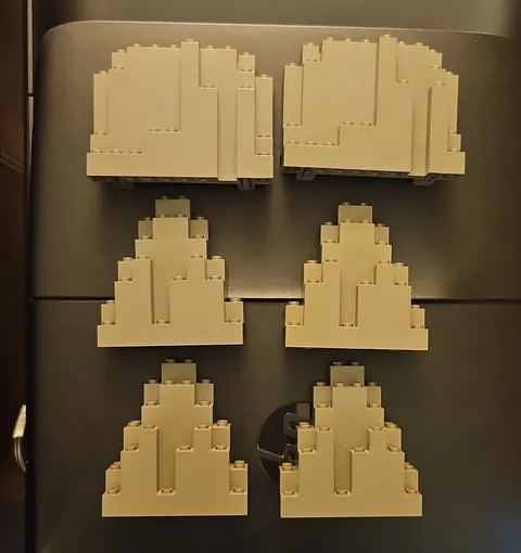 LEGO Gray Brick-Built Stepped Wall/Panel Sections Bulk Lot, 6 Pieces