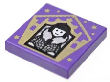 Lego TILE Dark Purple 2 x 2 HP Chocolate Frog Card Olympe Maxime Pattern D739