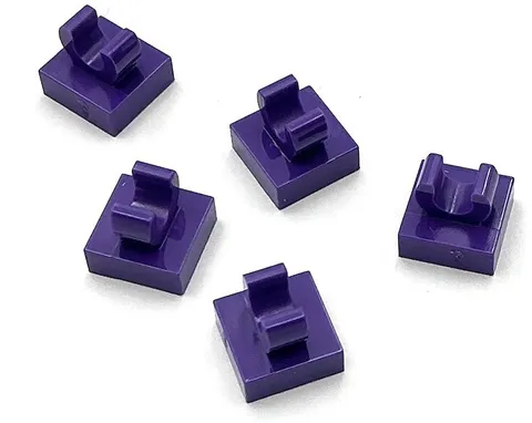 Lego 5 New Dark Purple Tiles Flat Smooth Modified 1 x 1 with Open O Clips Parts