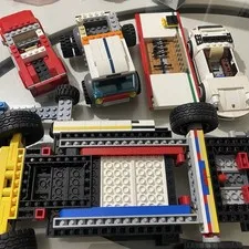 LEGO Mixed Vehicle Lot Custom Built Cars Truck Trailer Porsche Style Parts As Is