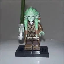 CUSTOM Kit Fisto Jedi Mini figure w/ Green Lightsaber 