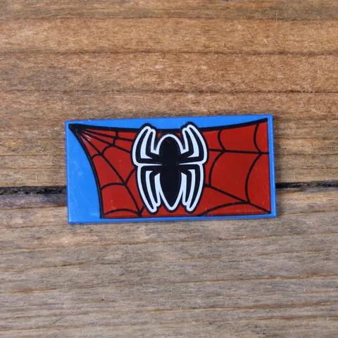 LEGO Juniors Marvel Blue Tile 2x4 Black Spider on Red Spider-Man Web 87079pb0242