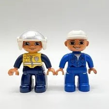 Lego DUPLO Figure Male POLICE DARK BLUE Legs JUMPSUIT Y & Construction Worker