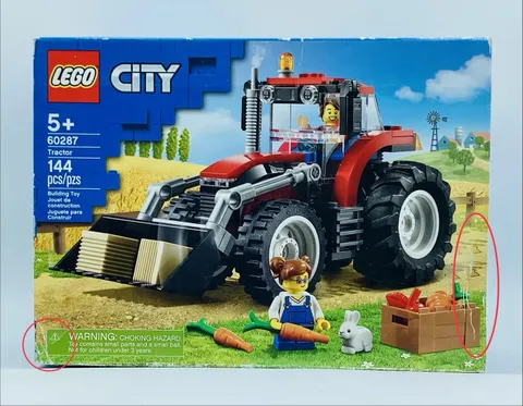 LEGO City 60287 Tractor Set Red Big Wheels Farmer Rabbit Vegetables Minor Damage