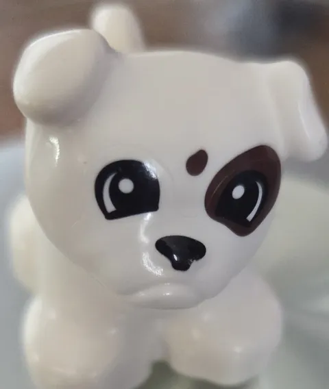 Duplo LEGO Minifigure Dog White Bulldog w/Patches Animal Minifigure Collectible