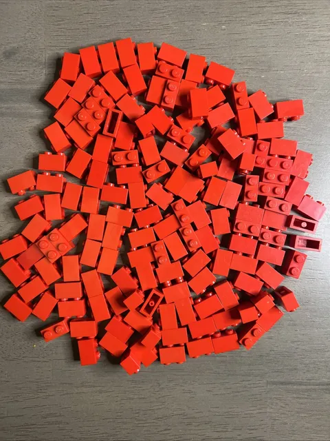 Lego 3004 Red Brick 1x2 - 154 Pieces Dented