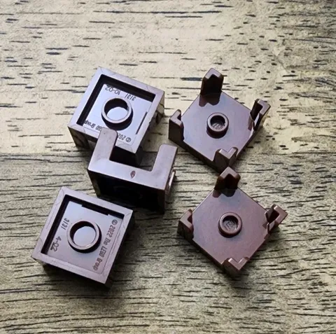 LEGO Reddish Brown Container, Box 2 x 2 x 1 Half, Stud, 4 Supports. QTY 5. 3131