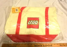 1 ad LEGO building blocks canvas tote New Shopping Bag  Red ,white color,VTG