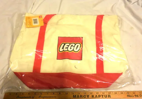 1 ad LEGO building blocks canvas tote New Shopping Bag  Red ,white color,VTG