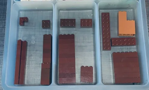 Lego Dark Brown Brick Lot of 47 2x2 3x3 4 4x4 2x6 2x10 Corners Nougat